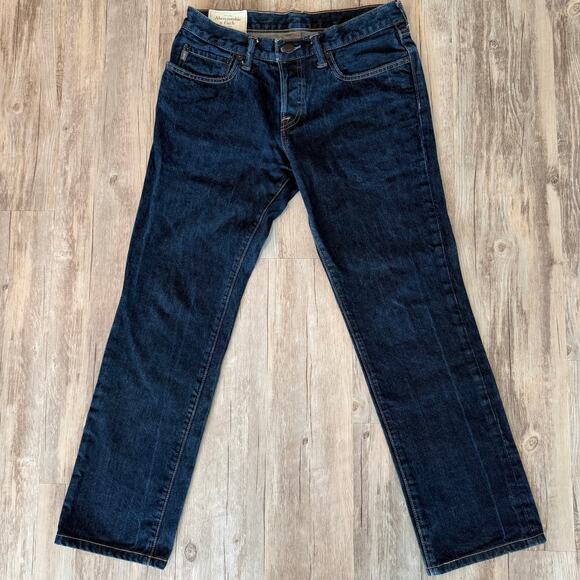 Abercrombie & Fitch Men's Bootcut Jeans Dark Wash Denim, Button Fly Size 31x30 - Picture 3 of 11